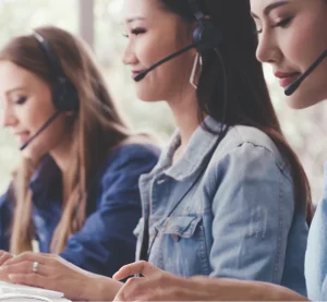 women wearing headset