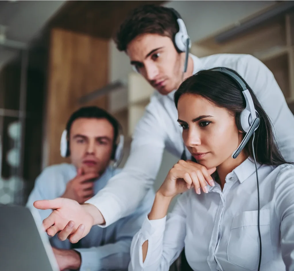 call center agents working